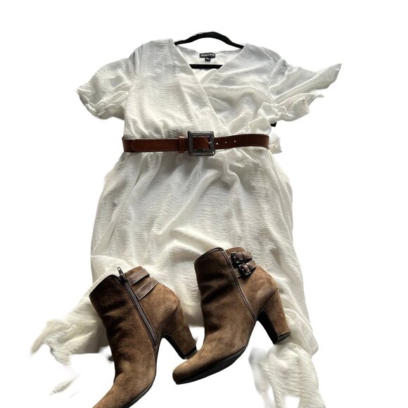 White Dress. Chiffon Spring, Summer, Beach, Vacation Dress Size L Large. - Picture 12 of 12